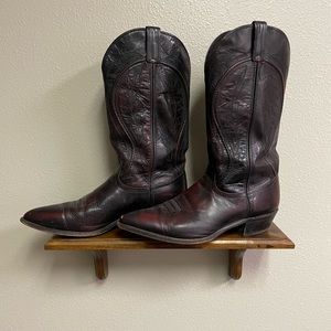 CODE WEST Vintage Leather Mens Reddish Black Brown Cowboy Boots 11.5